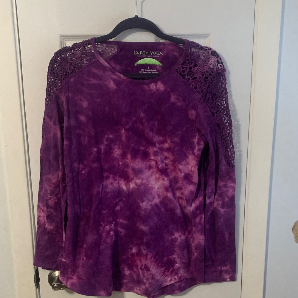 Earth Yoga Purple Tie-Dye Long Sleeve Top